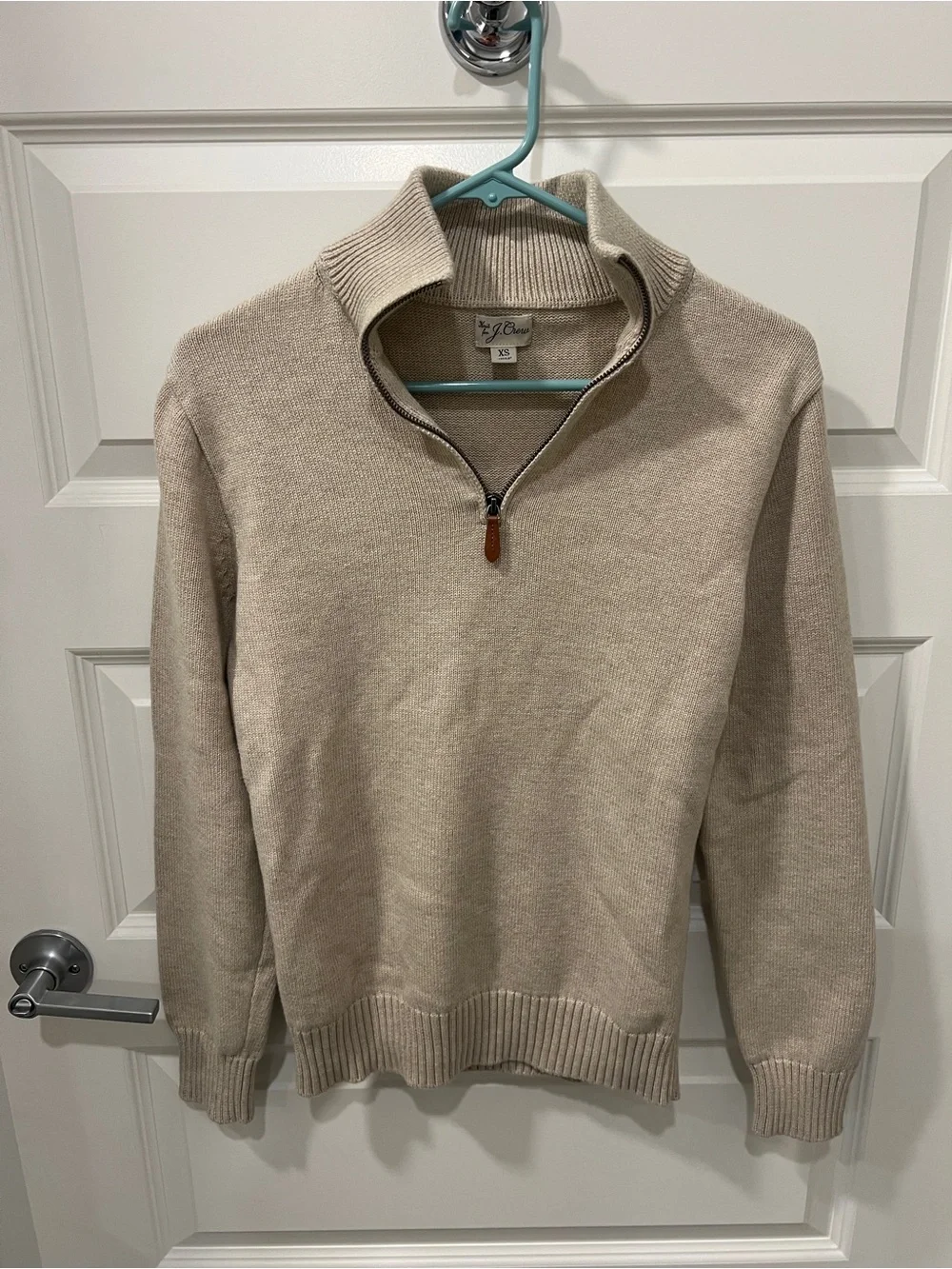 J. Crew Men's Quarter-Zip Sweater in Beige